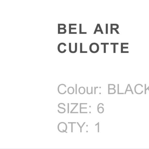 Sheike Bel Air Culotte Pants in Black - size AUS 6 - Picture 6 of 7